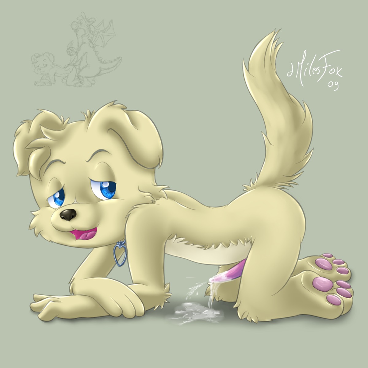 1:1 all_fours anthro bodily_fluids canid canine canis cum dmilesfox domestic_dog e621 ejaculation erection genital_fluids genitals hands-free hi_res male mammal orgasm penis solo tail young young_anthro young_male