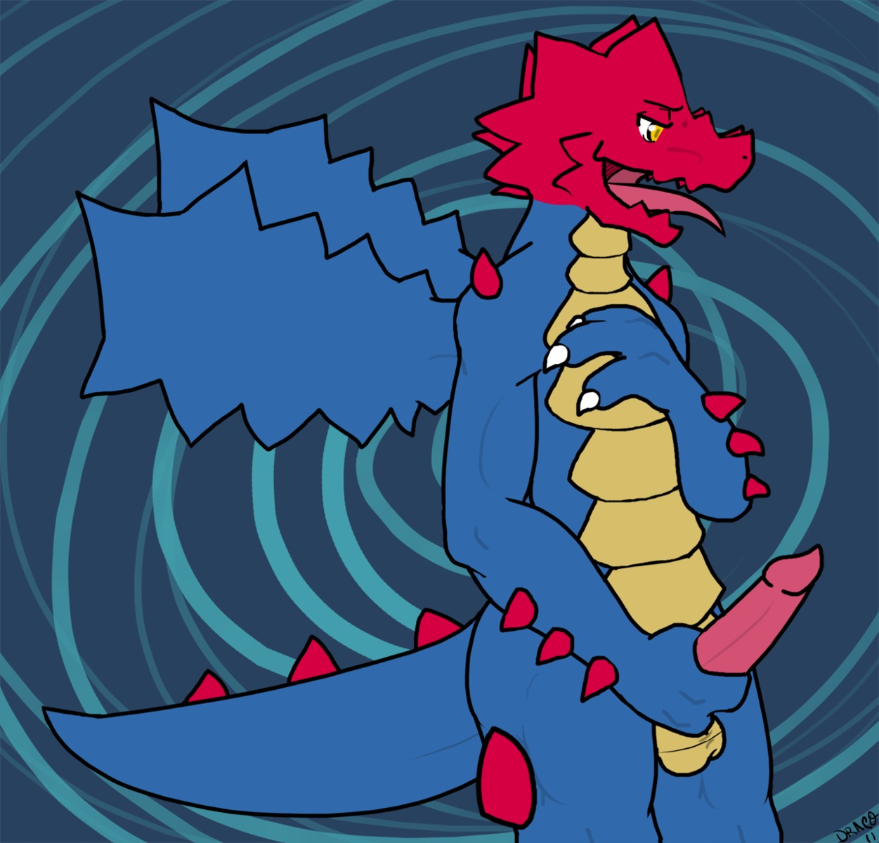 2011 anthro athletic athletic_anthro athletic_male balls big_penis draconightdragon dragon druddigon e621 erection generation_5_pokemon genitals half-closed_eyes hi_res male masturbation mythological_creature mythological_scalie mythology narrowed_eyes nintendo nude penile penile_masturbation penis pokemon pokemon_(species) scalie solo tail