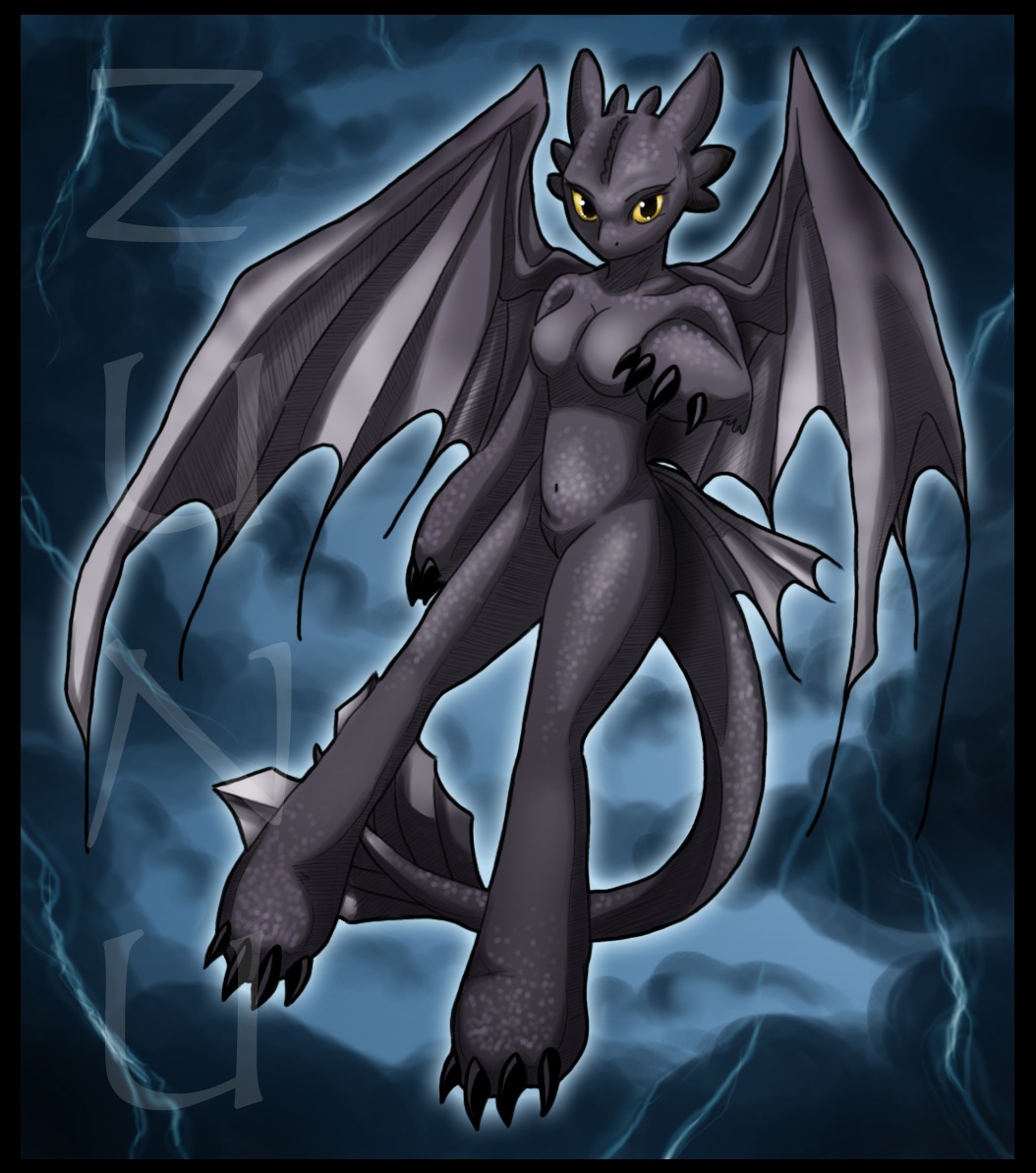 anthro anthrofied black_border border breasts crossgender dragon dreamworks e621 european_mythology female fury_(httyd) genitals how_to_train_your_dragon membrane_(anatomy) membranous_wings mtf_crossgender mythological_creature mythological_scalie mythology night_fury non-mammal_breasts nude rick_123 scalie solo tail toothless vulva western_dragon wings zunu-raptor