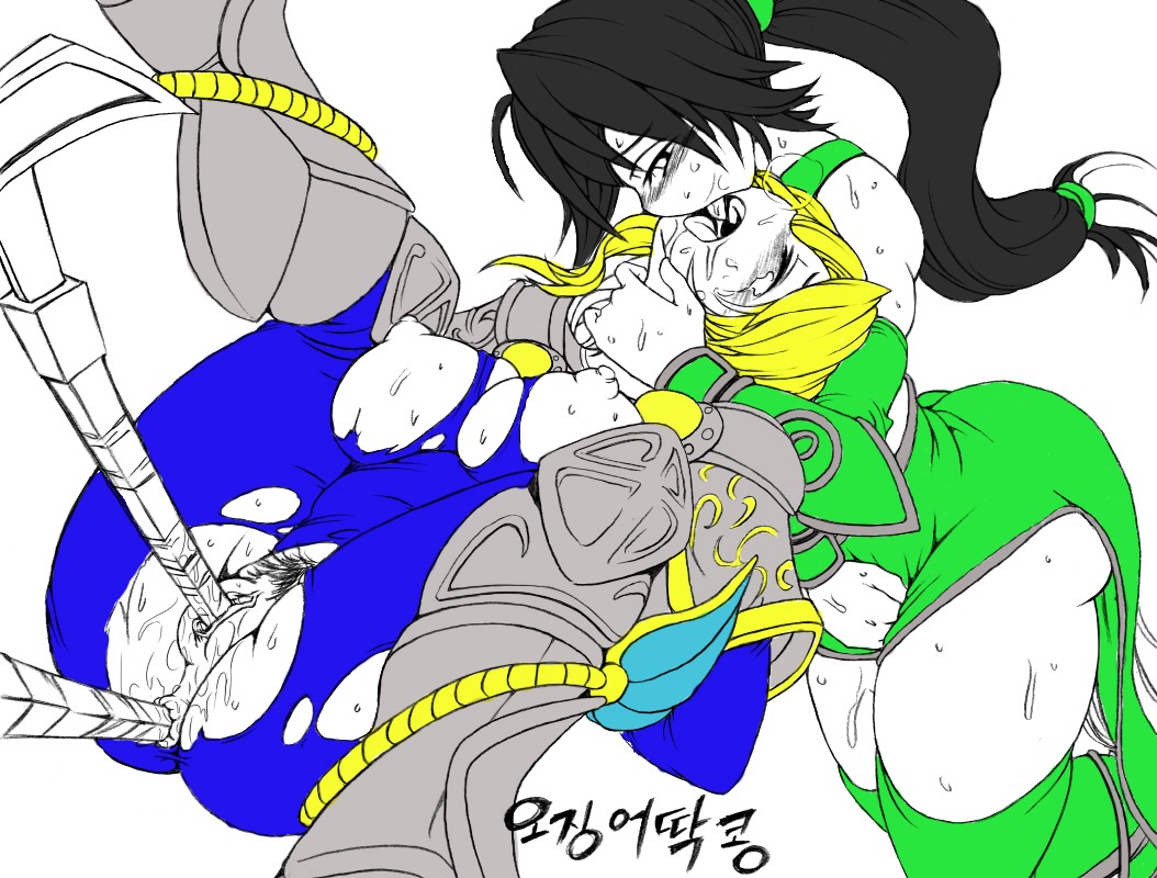 akali_jhomen_tethi blonde_hair female kimmundo league_of_legends luxanna_crownguard rule34 tagme