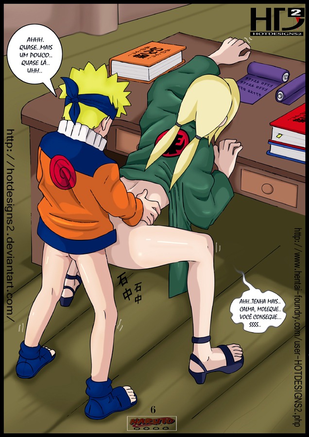 blonde_hair doggy_style female hotdesigns2 human male naruto naruto_(series) rule34 sex straight tsunade uzumaki_naruto younger_male