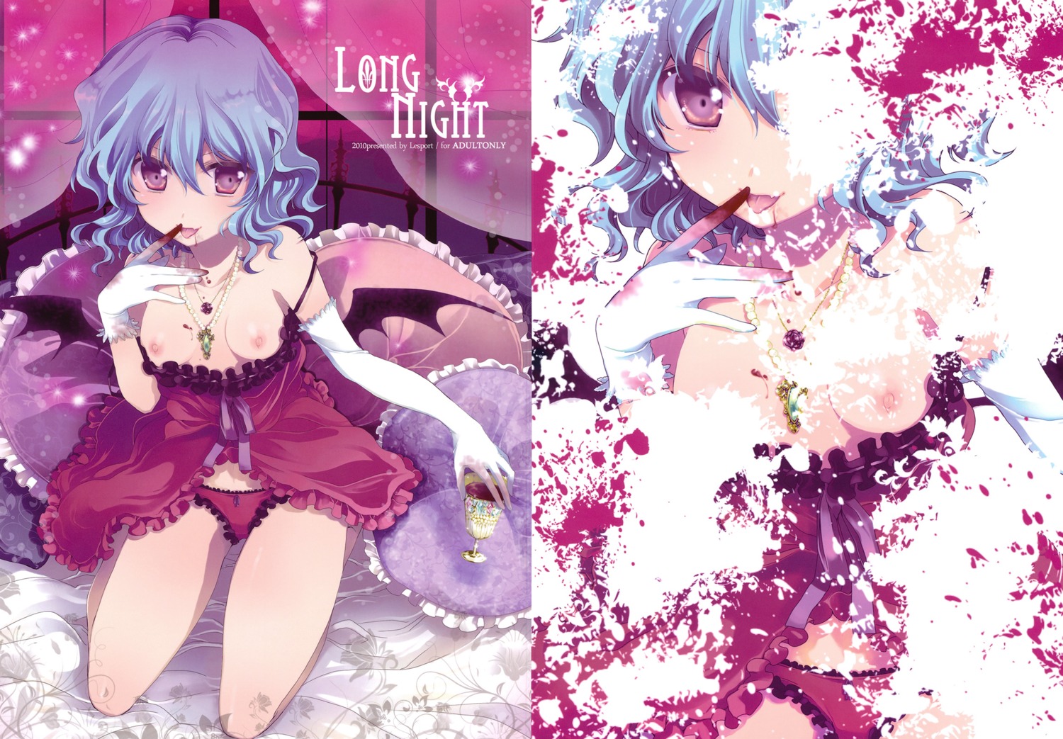 female lesport lingerie nakayama_miyuki negligee nipples oppai panties remilia_scarlet rule34 touhou wings