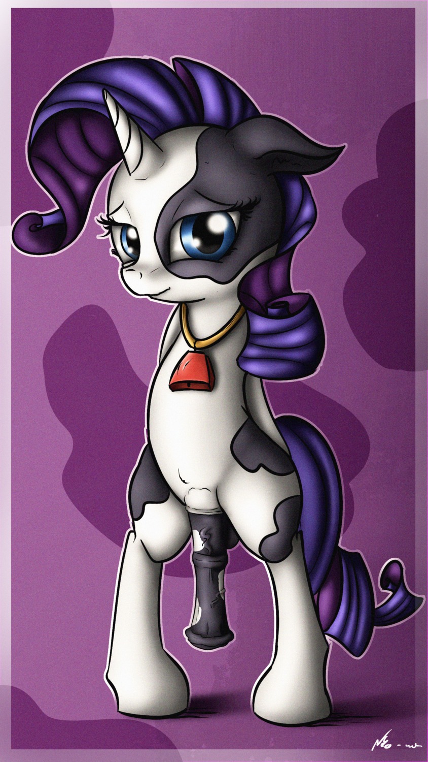 2014 4k 9:16 absurd_res alternate_species animal_genitalia animal_penis balls biped blue_eyes bovid bovine cattle cowbell crossgender dairy_cattle e621 equid equine equine_genitalia equine_penis fan_character friendship_is_magic genitals gynomorph hair half-erect hasbro hi_res holstein_friesian_cattle horn intersex mammal my_little_pony mythological_creature mythological_equine mythology neko-me nude penis purple_hair raricow_(mlp) rarity_(mlp) solo unicorn