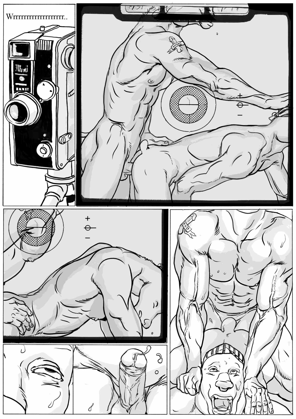 anal anal_penetration anthro bodily_fluids bovid bovine bull_worker_(furronika) camera canid canine canis cattle clothing comic cum cum_while_penetrated dog_worker_(furronika) domestic_dog duo e621 ejaculation erection eye_roll eyes_closed from_behind_position fucked_silly furronika genital_fluids genitals greyscale hand_on_head hand_on_shoulder hands-free headgear headwear hi_res humanoid_genitalia humanoid_penis male male/male male_penetrated male_penetrating male_penetrating_male mammal monochrome multiple_scenes nude open_mouth orgasm orgasm_face pecs penetration penis pounding_ass precum prone_bone_position sex speed_bump_position tattoo