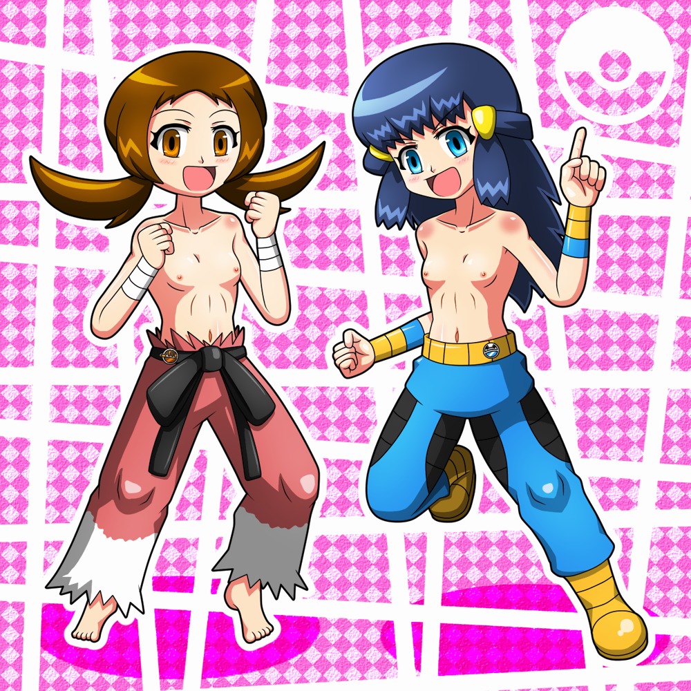 dawn_(pokemon) female lyra_(pokemon) nintendo pokemon rule34 tagme