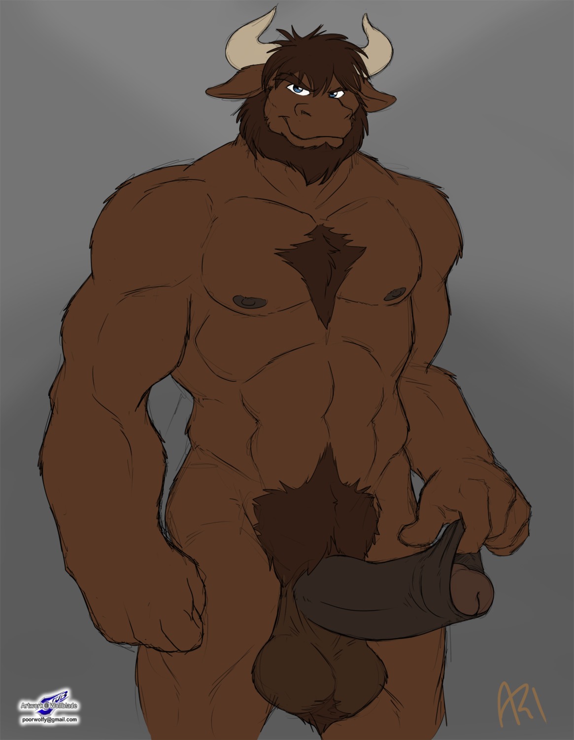 abs anthro ball_tuft balls beard biceps big_balls big_muscles big_penis bovid bovine cattle chest_tuft e621 erection facial_hair foreskin foreskin_play fur genitals grey_background hi_res horn humanoid_genitalia humanoid_penis looking_at_viewer male mammal muscular muscular_anthro muscular_male nipples nude partially_retracted_foreskin pecs penis pubes rockblackhorn simple_background solo thick_penis tuft wolfblade