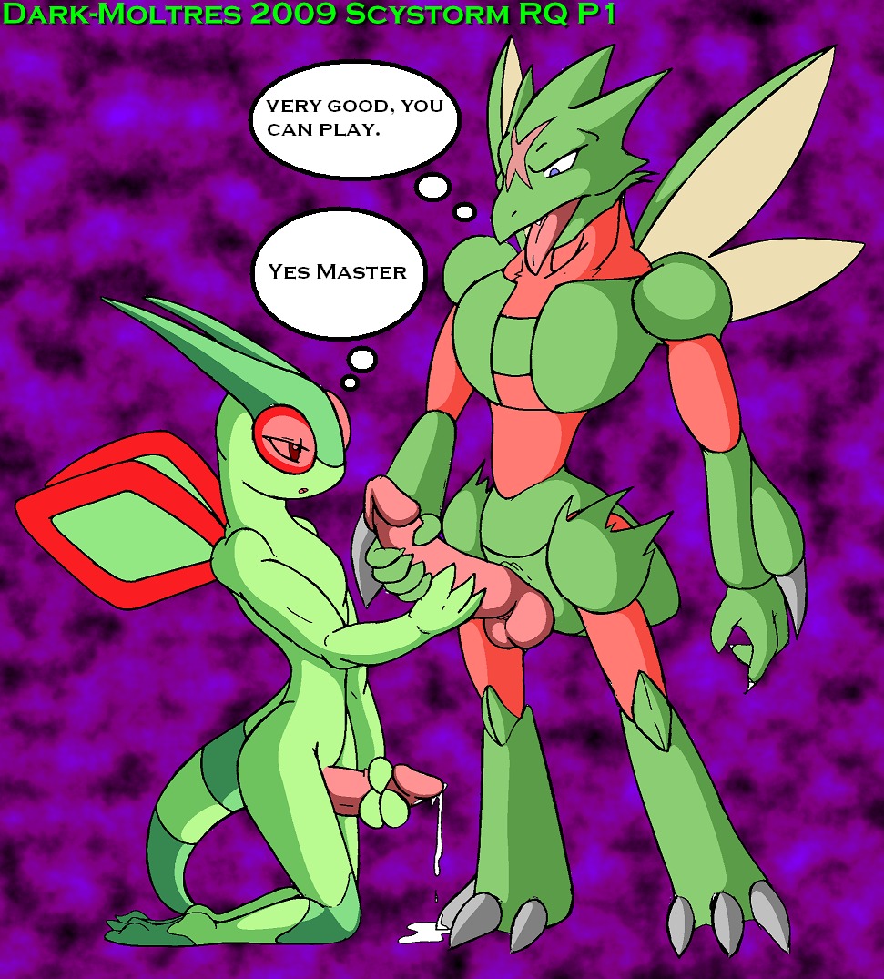 2009 anthro anthro_on_anthro balls blue_eyes bodily_fluids cum dark-moltres dominant dominant_male duo e621 erection fan_character flygon generation_1_pokemon generation_3_pokemon genital_fluids genitals handjob humanoid_genitalia humanoid_penis insect_wings kneeling male male/male master masturbation membrane_(anatomy) membranous_wings nintendo penile penile_masturbation penis pokemon pokemon_(species) pokemorph red_eyes scy_storm_(character) scyther sex slave submissive submissive_male tail wings
