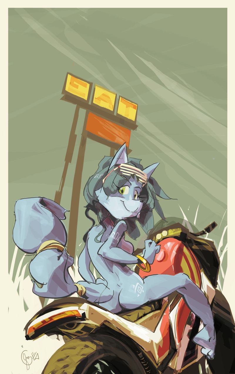 anthro blue_fur canine casual edtropolis eyewear female fox fur furry krystal motorcycle rule34 star_fox tagme vehicle