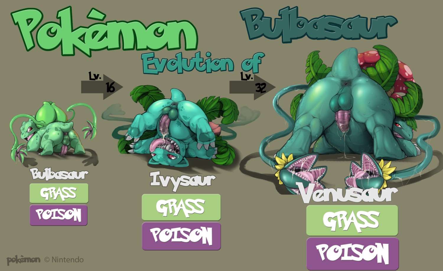 2011 all_fours anus ass ass_up balls bulbasaur cum cum_in_mouth evolution fushigibana fushigidane fushigisou gay grass hindpaw ivysaur male male_only narse nintendo penis pok&eacute;mon_(species) pokemon pokemon_(species) pokemon_rgby pokemon_starter presenting red_eyes rule34 scalie spread_legs spreading tail teeth tentacle tongue venusaur
