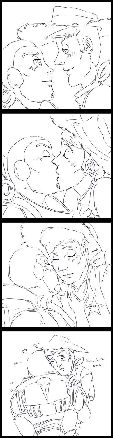 buzz_lightyear comic disney gay male male_only monochrome pixar rough_sketch rule34 tagme toy_story woody_pride