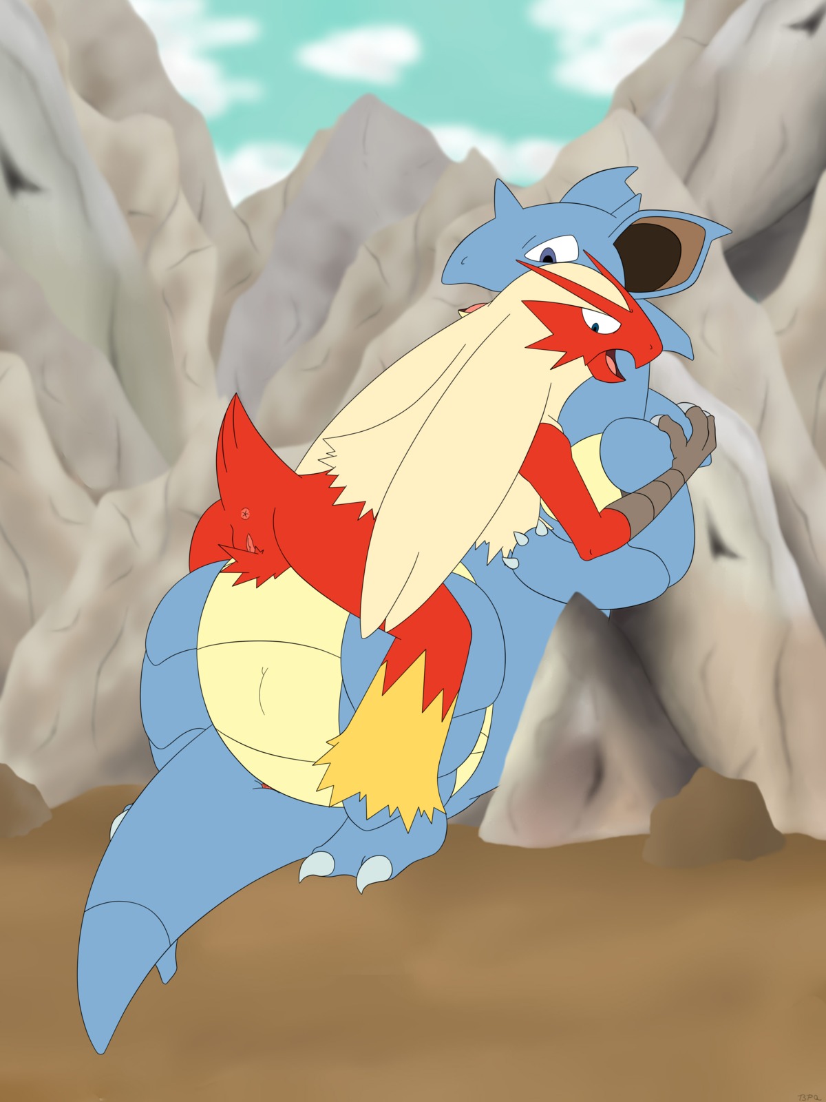 blaziken bpq00x color female female_only interspecies multiple_females multiple_girls nidoqueen nudity outdoors pok&eacute;mon_(species) pokemon pokemon_(species) rule34 yuri