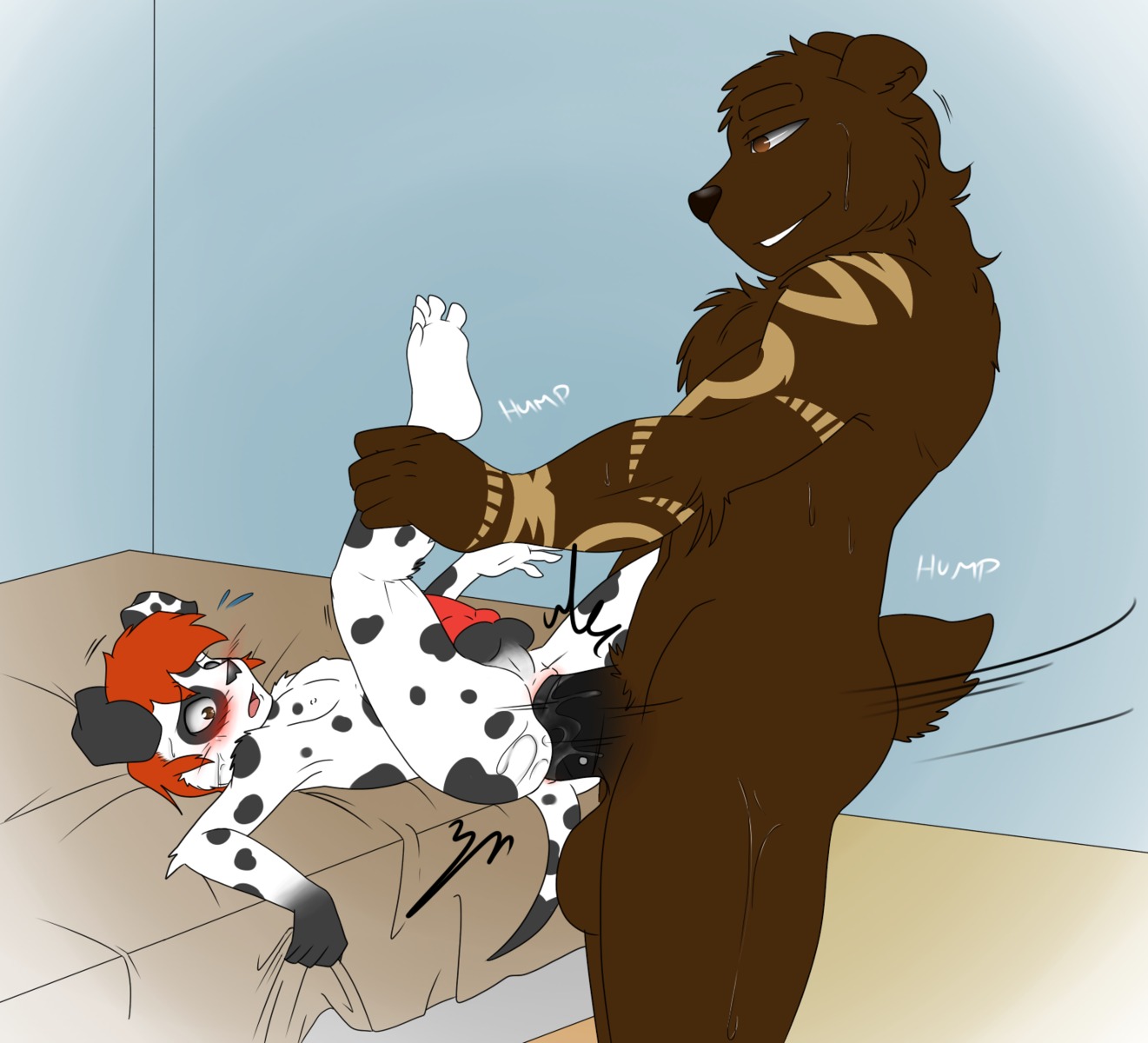 adult_on_young age_difference anal anal_penetration animal_genitalia animal_penis anthro anthro_on_anthro anthro_penetrated anthro_penetrating anthro_penetrating_anthro anus arm_tattoo balls bear bed biceps big_balls big_penis biped black_balls black_body black_fur black_nose black_penis blush bodily_fluids brown_balls brown_bear brown_body brown_eyes brown_fur butt canid canine canine_genitalia canine_penis canis dalmatian detailed_background dipstick_tail domestic_dog dominant duo e621 emanata erection eyebrows feet flying_sweatdrops frenum_ladder frenum_piercing fur fur_markings furniture genital_piercing genitals gloves_(marking) grabbing_sheets grin hair half-closed_eyes hi_res huge_balls huge_penis humanoid_genitalia humanoid_penis inside interspecies knot ladder_piercing large_penetration larger_dom larger_male leg_grab liontaro lying male male/male male_penetrated male_penetrating male_penetrating_male mammal markings mismatched_ears motion_lines multicolored_body multicolored_fur multicolored_tail muscular muscular_anthro muscular_male narrowed_eyes nipples nude older_male on_back on_bed open_mouth penetration penile penile_penetration penis penis_in_ass penis_piercing perineum piercing red_hair red_penis ridiculous_fit sex short_hair size_difference smaller_male smaller_penetrated smile spots sweat sweatdrop table_lotus_position tail tail_markings tattoo thick_eyebrows thick_penis two_tone_body two_tone_fur ursine wet wet_body wet_fur white_body white_fur wide_eyed young young_anthro younger_male younger_penetrated