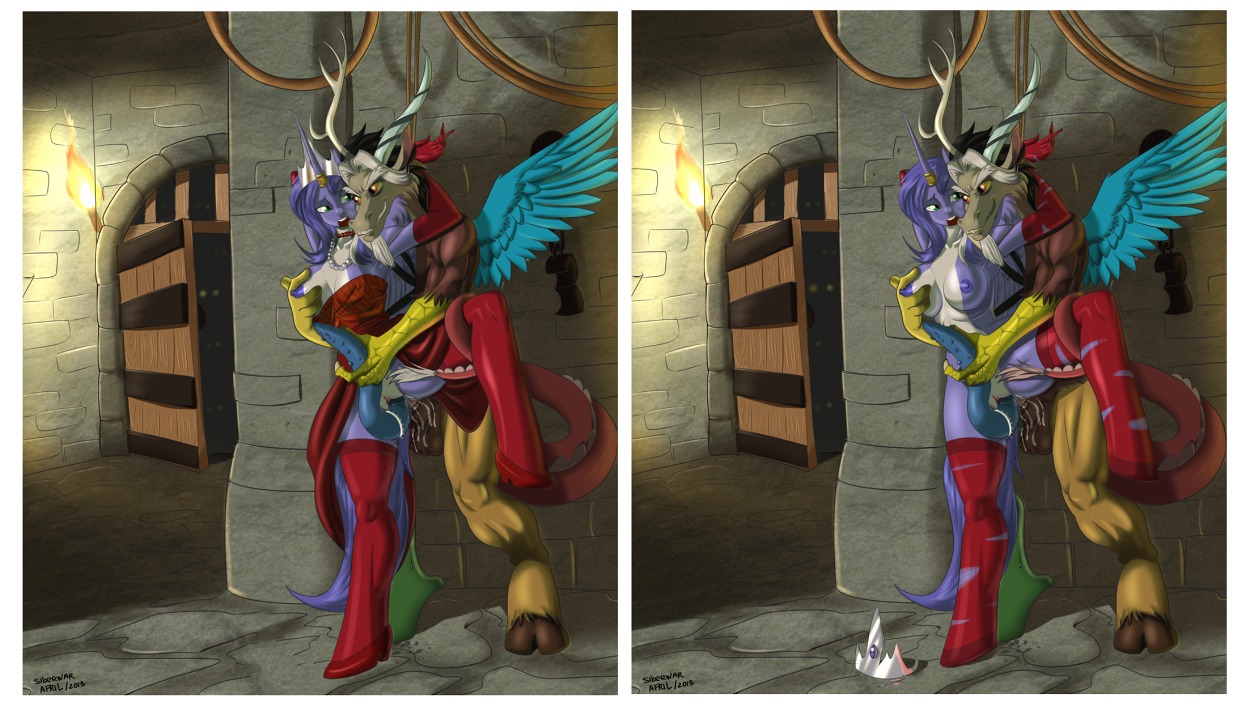 2013 anal anal_penetration anthro anthrofied antlers armwear balls black_hair blue_hair bodily_fluids bound breast_grab breasts chimera clothed clothing crown cum cum_on_penis discord_(mlp) door draconequus dress dungeon duo e621 elbow_gloves equid equine erection fan_character feathered_wings feathers female female_penetrated fire friendship_is_magic genital_fluids genitals gloves hair hand_on_breast handwear hasbro headgear horn interspecies jewelry legwear male male/female male_penetrating male_penetrating_female mammal mariah_wolves mostly_nude multicolored_hair muscular my_little_pony mythological_creature mythological_equine mythology necklace nipples no_underwear nude one_breast_out penetration penis playing red_eyes ring rope sex siberwar stockings tentacles torch two_tone_hair vaginal vaginal_penetration vulva white_hair winged_unicorn wings