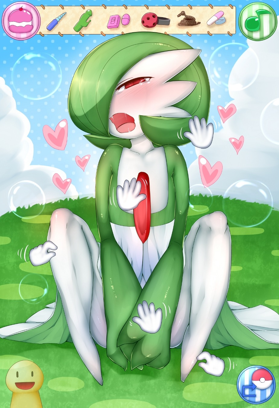 ambiguous_gender ball_gag blush bodily_fluids dildo disembodied_hand drooling drugs e621 fondling gag gardevoir generation_3_pokemon group hanekumo123 heart_symbol hi_res looking_at_viewer mammal nintendo not_furry pokemon pokemon_(species) pokemon_amie red_eyes rope saliva sex_toy sitting solo_focus tears vibrator