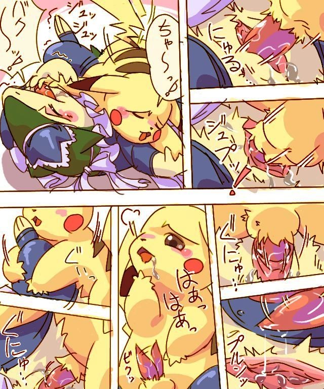 1boy 1girls animal_genitalia animal_penis anthro color diphallia diphallism female fur furry interspecies male multi_genitalia multi_penis nintendo penis pikachu pokemon pokemon_(species) pussy rule34 sex straight toony typhlosion vaginal_penetration vulva