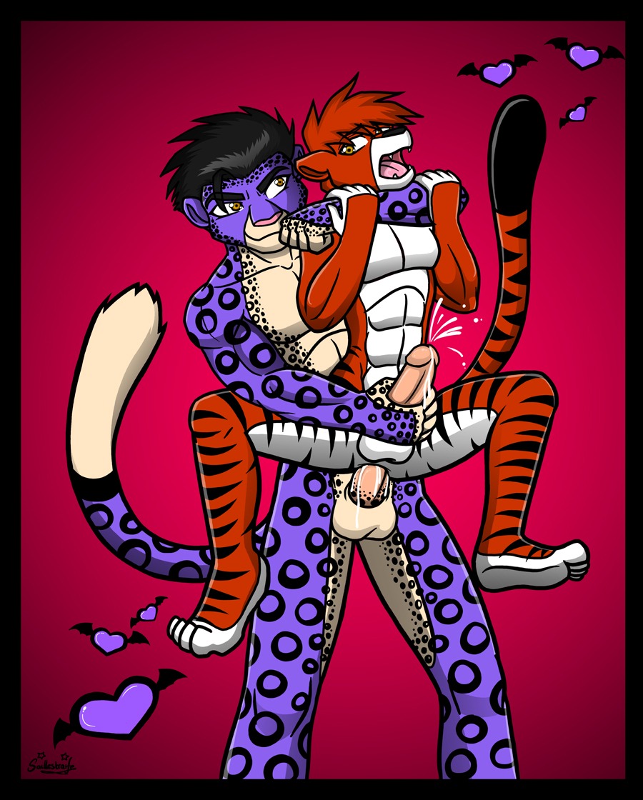 anal anthro balls black_border black_hair black_markings bodily_fluids border chokehold cum cum_inside cumshot dominant duo e621 ejaculation erection felid forced forced_orgasm from_behind_position genital_fluids genitals hair handjob headlock heart_symbol humanoid_genitalia humanoid_penis larger_dom larger_male leopard leopard_spots male male/male male_penetrated male_penetrating male_penetrating_male mammal markings membrane_(anatomy) membranous_wings multicolored_penis orange_body orange_hair orange_skin orgasm pantherine penetration penile penis penis_grab purple_body purple_skin rape reach_around reverse_stand_and_carry_position saillestraife sex simple_background size_difference smaller_male smaller_penetrated snow_leopard spots spotted_body spotted_skin standing standing_sex striped_body striped_skin stripes tail tan_penis tiger wings yellow_eyes
