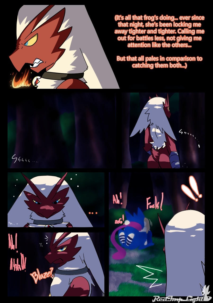 adonis_(redimplight) amphibian angry anthro avian bird blaziken blazikenite blonde_hair blue_body blue_eyes bodily_fluids butt caught_in_the_act cherry_the_trainer_(redimplight) clothing comic detailed_background digital_media_(artwork) e621 english_text female female_on_anthro forest from_front_position generation_3_pokemon generation_6_pokemon genital_fluids grass greninja group hair hi_res human interspecies jealous legwear lying male male/female male_anthro mammal mega_stone mega_stone_collar missionary_position night nintendo on_back outside peeing plant pokemon pokemon_(species) pokemon_speak pokephilia profanity redimplight sex shrub solo_focus stockings tan_hair text tree yellow_sclera zero_(redimplight)