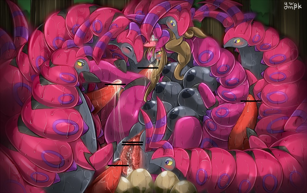 2014 after_sex arthropod big_breasts blue_eyes blush bodily_fluids boobipede breasts brown_hair busty_feral censored clothing cum cum_in_mouth cum_in_vagina cum_inside detailed_background e621 egg erection eyes_closed female feral forest generation_5_pokemon genital_fluids genitals group group_sex hair hat headgear headwear hilda_(pokemon) hildapede huge_breasts male male/female multi_breast myriapod nintendo nipples non-mammal_breasts non-mammal_nipples nude open_mouth outside penis plant pokemon pokemon_(species) precum scolipede sex slightly_chubby sweat tapering_penis transformation tree vulva ymbk