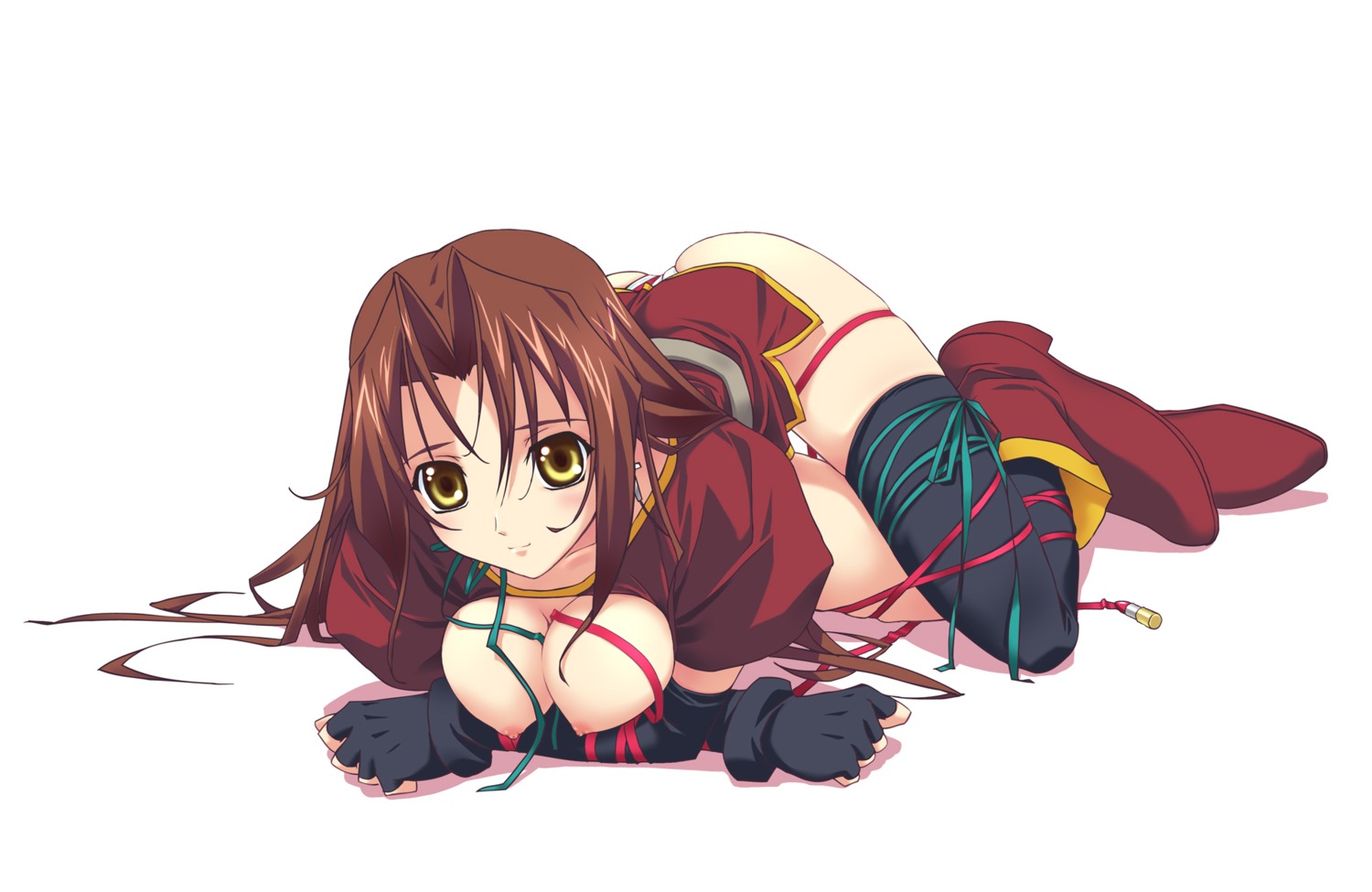 bondage breasts eclair_(kiddy_grade) female female_only kiddy_grade murakami_suigun nipples ribbons rule34 solo white_background