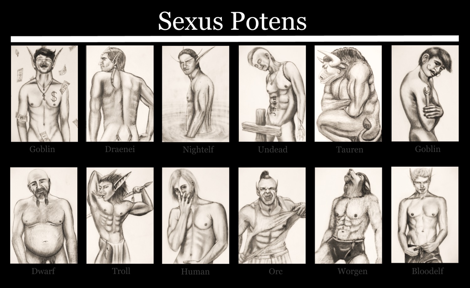 beard blood_elf draenei dwarf facial_hair gnome goblin goblin_male human male male_draenei male_only monochrome night_elf orc rule34 tauren troll undead warcraft worgen world_of_warcraft