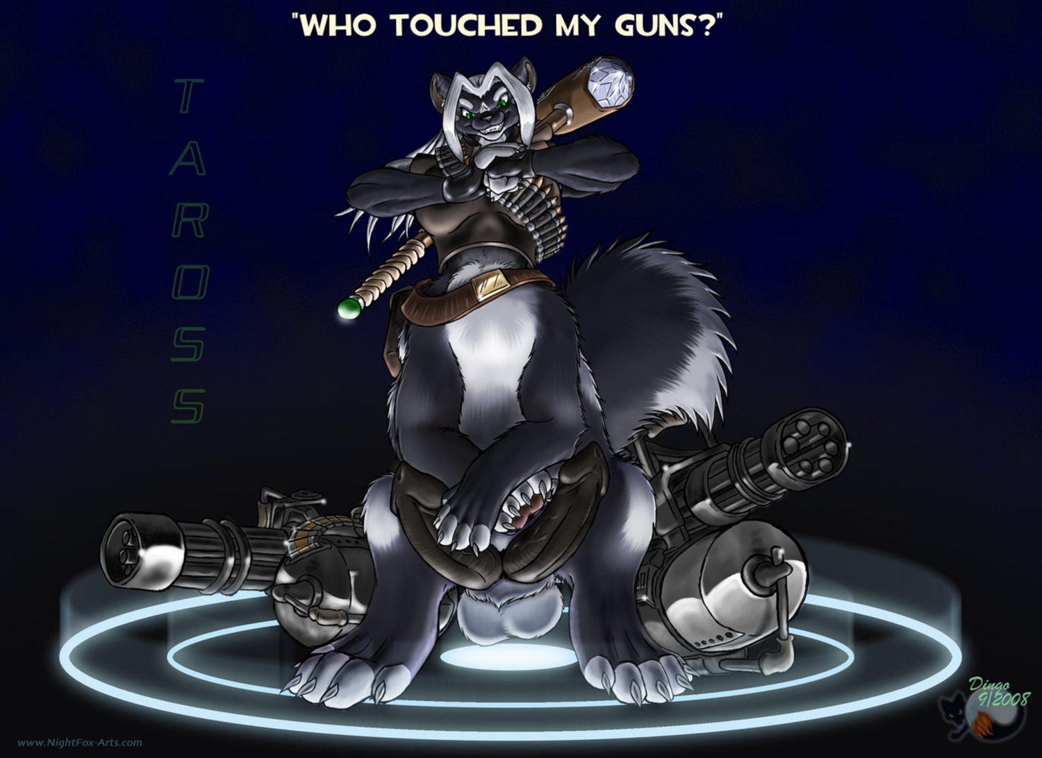 2008 2_penises ammunition balls bottomless claws clothed clothing e621 erection evil_grin genitals green_eyes grin gun gynomorph hammer heavy_(team_fortress_2) hi_res intersex looking_at_viewer mammal mammal_taur maul mephitid mephitid_taur multi_genitalia multi_penis nikkyvix penis quadruped ranged_weapon skunk skunk_taur smile solo spotted_skunk tail taross taur team_fortress_2 tools valve valve_corporation weapon