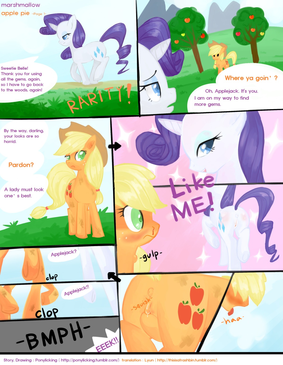absurd_res anus applejack_(mlp) blonde_hair blood blush bodily_fluids clothing comic cowboy_hat cutie_mark dialogue duo e621 earth_pony english_text equid equine female female/female feral friendship_is_magic genitals hair hasbro hat headgear headwear hi_res horn horse mammal masturbation my_little_pony mythological_creature mythological_equine mythology nosebleed open_mouth outside plant pony ponylicking rarity_(mlp) tail text tongue tree unicorn url vaginal vaginal_masturbation vulva wood