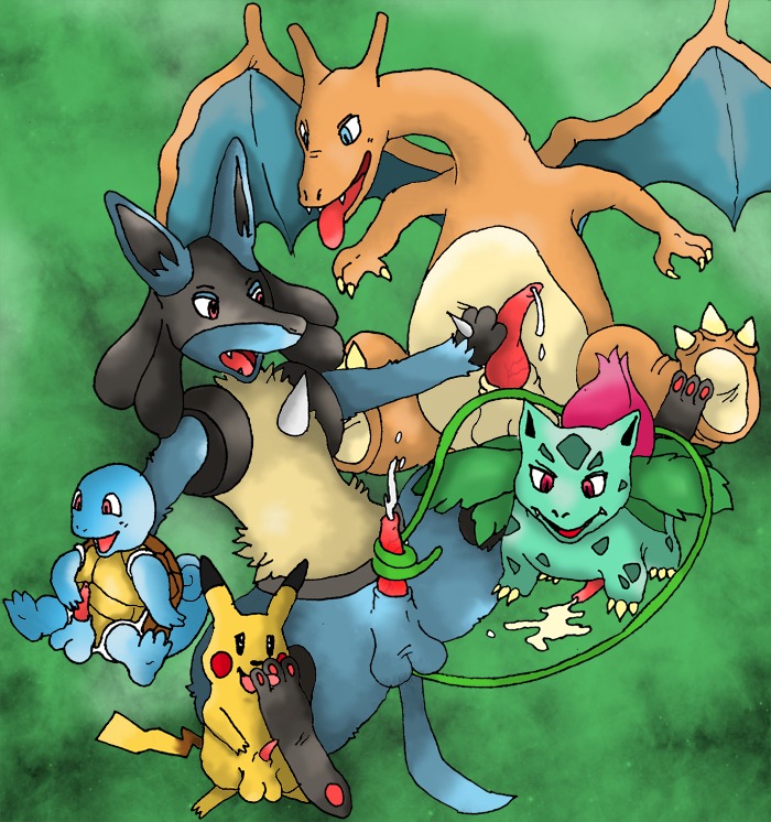 amphibian blue_eyes canine charizard cum cum_on_ground cumdrip ejaculation feral foot_lick furry handjob ivysaur licking lucario male masturbation multiple_males nintendo no_humans open_mouth penis pikachu pokemon pokemon_(species) pokemon_dppt pokemon_rgby red_eyes rodent rule34 scalie squirtle straight_hair tagme tentaclejob tongue tongue_out yaoi