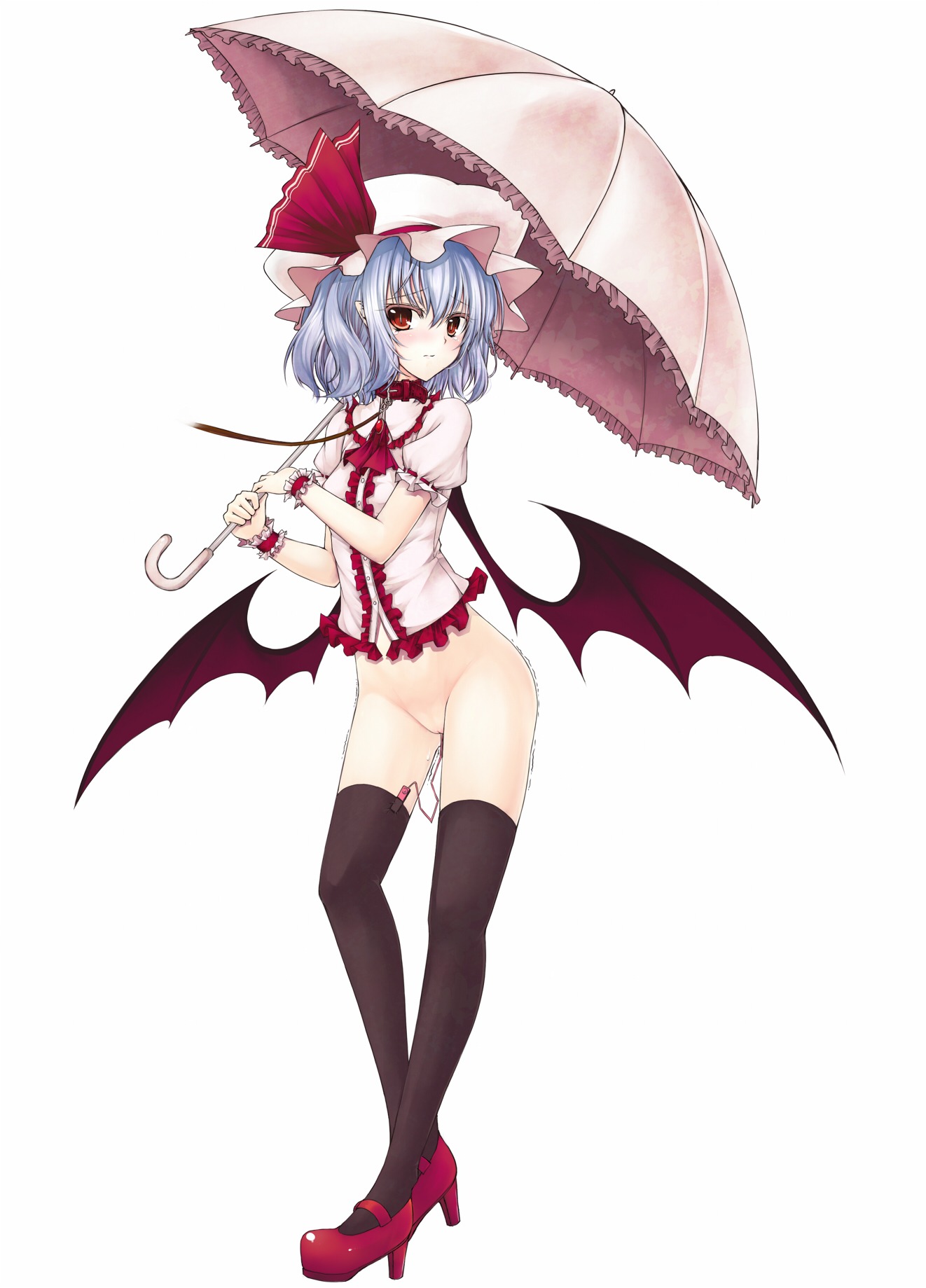 bondage exhibitionism female leash partially_clothed remilia_scarlet rule34 tagme touhou