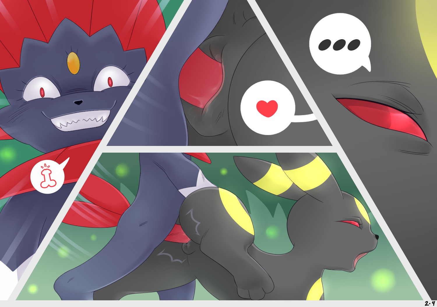 2014 3_toes all_fours anatomically_correct anatomically_correct_genitalia anatomically_correct_vulva animal_genitalia animal_vulva anus ass_up black_body black_fur black_nose blue_body blue_fur bodily_fluids canid canine canine_genitalia canine_vulva colored comic detailed_background dialogue digitigrade duo e621 eeveelution ellipsis erection feet female female_penetrated feral feral_on_feral forest fur generation_2_pokemon generation_4_pokemon genital_fluids genitals heart_symbol male male/female male_penetrating male_penetrating_female mammal markings moan naughty_face nintendo nude open_mouth outside penetration penile penile_penetration penis penis_in_vagina pictographics plant pokemon pokemon_(species) precum raised_leg rape_face red_eyes red_penis sex sharp_teeth smile tderek99 teeth toes tree umbreon vaginal vaginal_penetration vulva weavile yellow_body yellow_fur