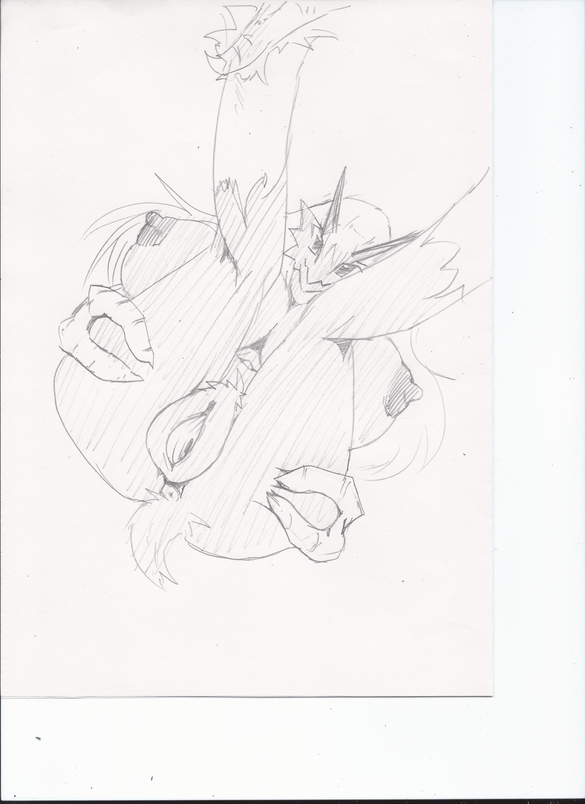 anus ass blaziken breasts exposed_breasts female female_only front_view greyscale monochrome nudity pokemon pokemon_(species) pussy rule34 solo tail vulva
