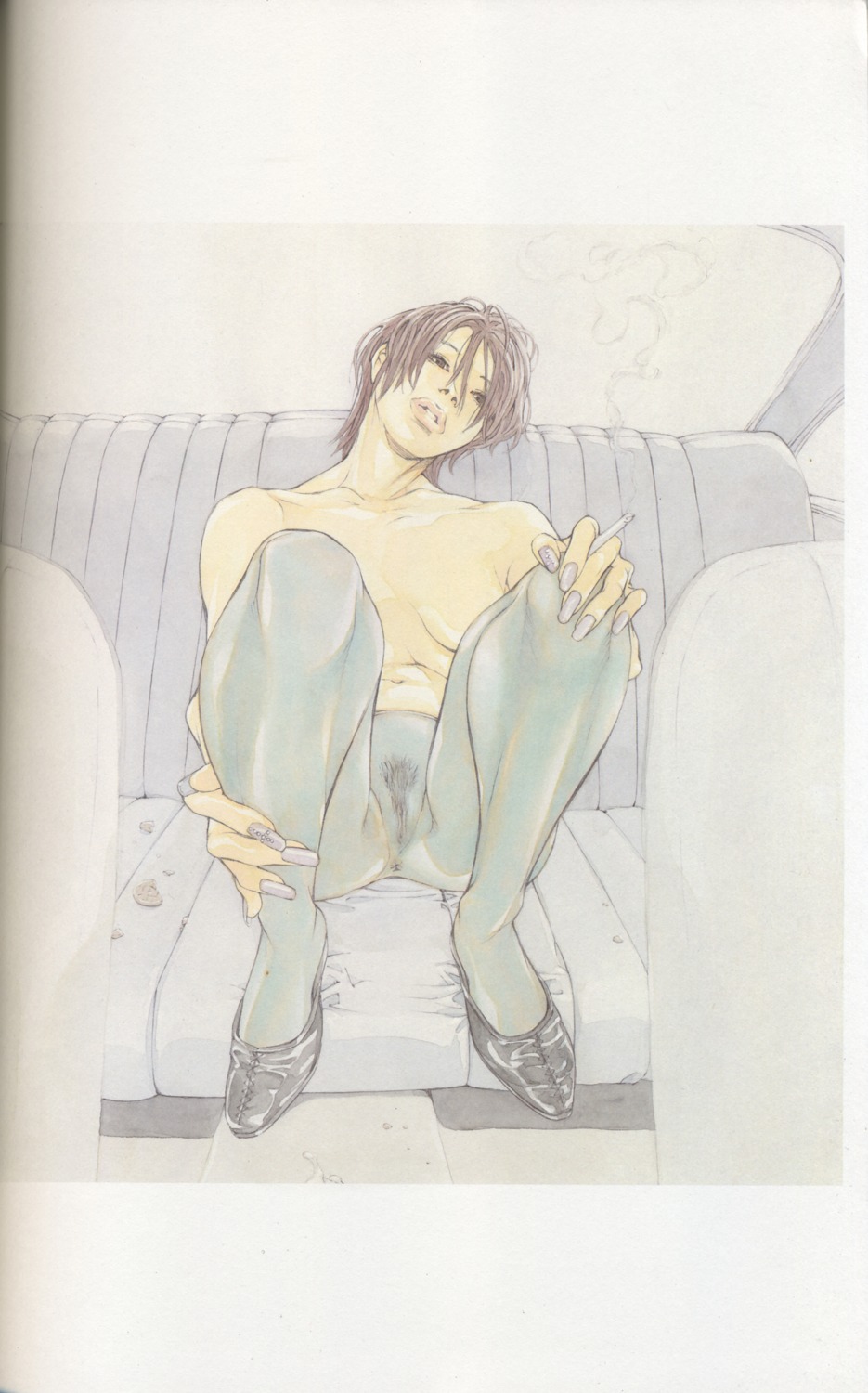 female nopan pantyhose pussy rule34 shou_tajima topless vagina