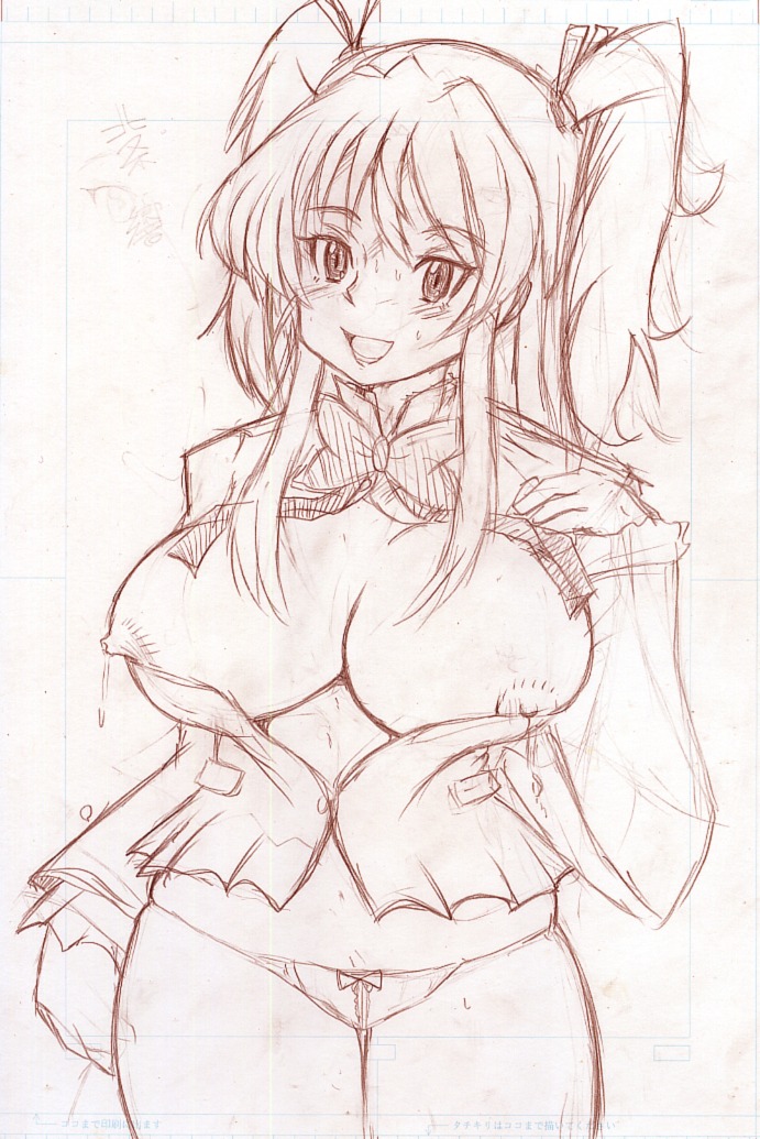 blush breasts clothing female large_breasts monochrome nipples panties precure pretty_cure rule34 shi_yue_shi_ri sketch smile suite_precure underwear
