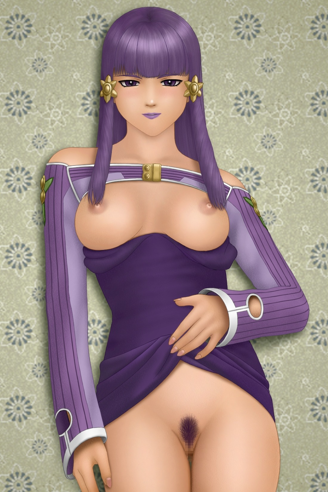 female high_res nipples pubic_hair purple_eyes purple_hair raku_soukutsu rule34 shelly_godwin xenosaga