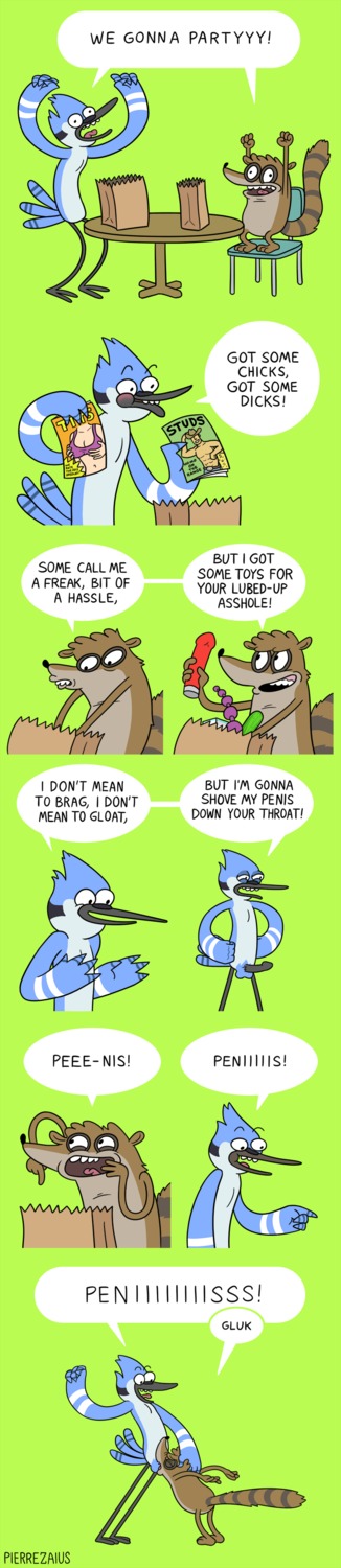 2_toes 3_toes absurd_res anthro avian avian_feet beak bird blue_jay cartoon_network comic corvid dildo duo e621 english_text erection feathers feet fellatio forced forced_oral genitals hi_res humor jay_(bird) larger_male long_image magazine male male/male male_penetrated male_penetrating male_penetrating_male mammal mordecai_(regular_show) new_world_jay oral oral_penetration oscine passerine penetration penile penis pierrezaius porn_magazine pornography procyonid profanity raccoon regular_show rigby_(regular_show) sex sex_toy size_difference smaller_male tail tail_feathers tall_image teeth text toes toothed_beak toy