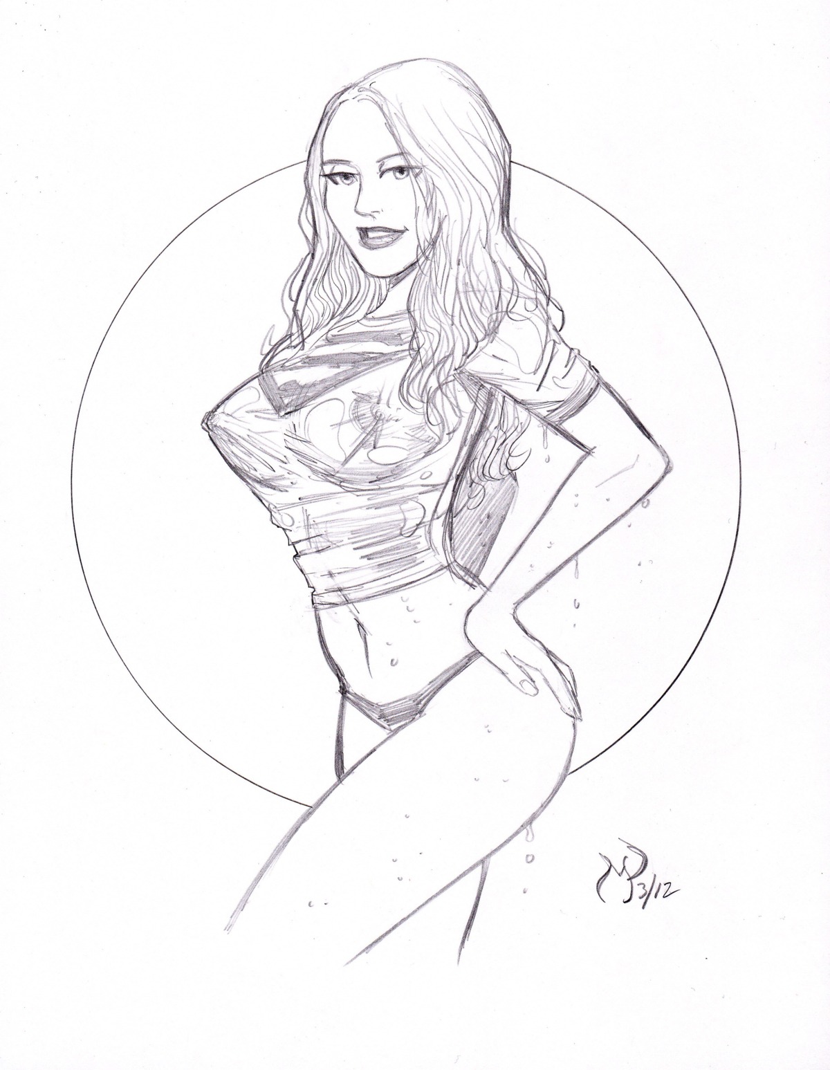 black_and_white dc dc_comics female michael_powell powguero rule34 sketch supergirl superman_(series) tagme