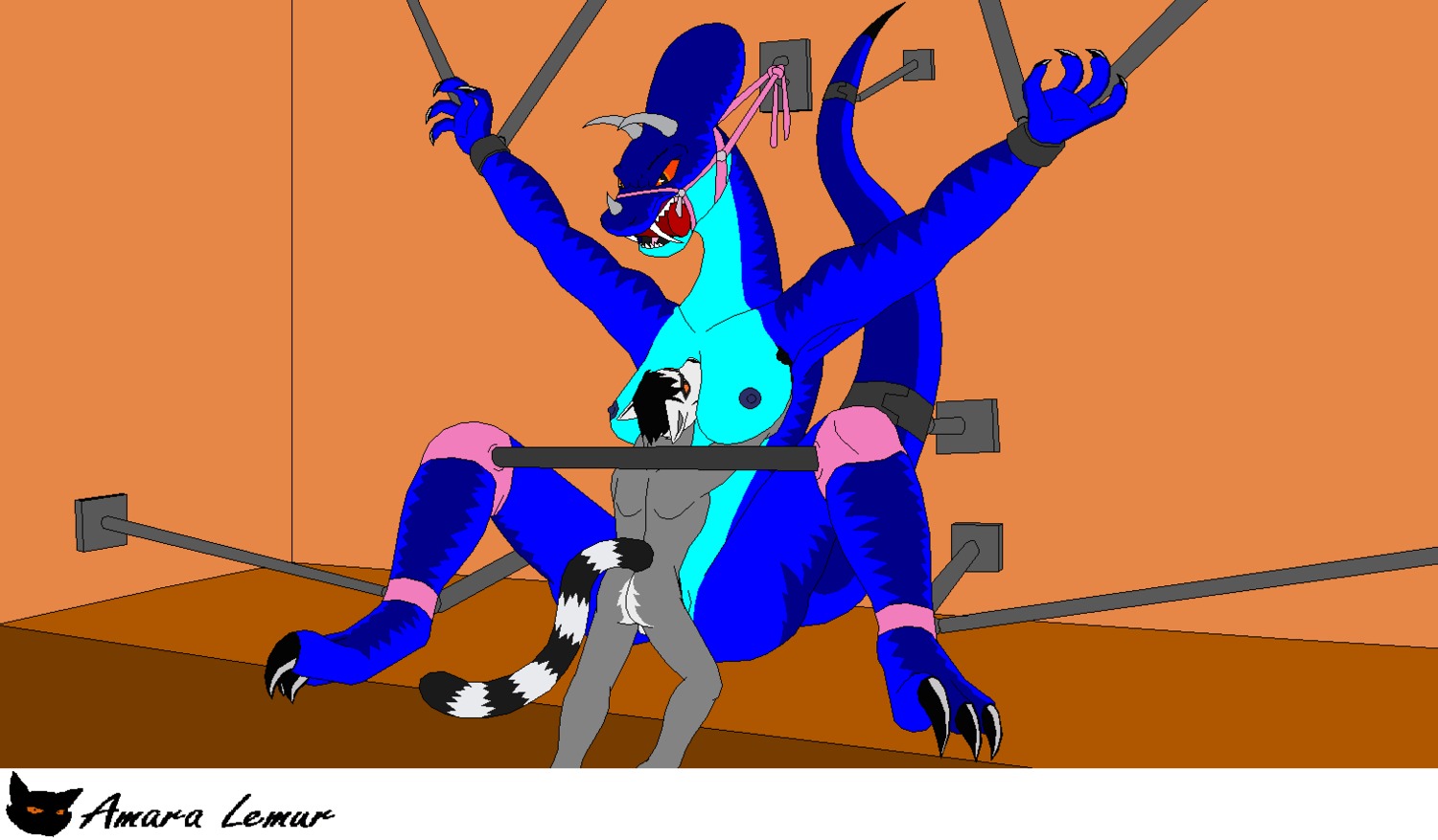 amara_(amara_lemur) amara_lemur anthro areola bdsm big_breasts bondage bone_frill bound breasts ceratopsian conditional_dnp dinosaur dragon duo e621 female female_penetrated frill_(anatomy) gag hybrid larger_female larger_penetrated larger_sub lemur male male/female male_penetrating male_penetrating_female mammal marginocephalian mythological_creature mythological_scalie mythology nipples ornithischian penetration penile penile_penetration penis_in_vagina prehistoric_species primate reptile ring-tailed_lemur sargotha scalie sex size_difference smaller_male straps strepsirrhine submissive tail vaginal vaginal_penetration