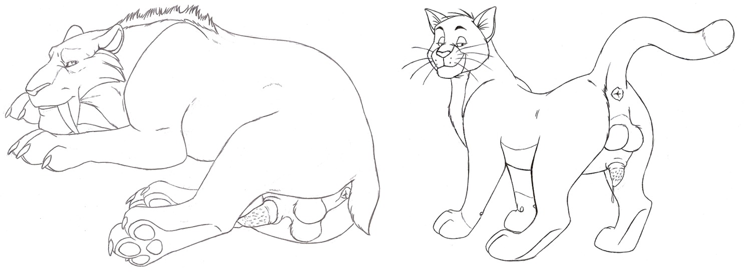 animal_genitalia animal_penis anus backsack balls black_and_white blue_sky_studios butt claws crossover diego_(ice_age) digitigrade dipstick_tail disney domestic_cat e621 erection fangs felid feline feline_genitalia feline_penis felis feral genitals hi_res ice_age_(series) looking_at_viewer looking_back lying male mammal marjani markings monochrome multicolored_tail multiple_images on_model on_side pawpads penile_spines penis pose prehistoric_species presenting presenting_hindquarters raised_tail saber-toothed_tiger simple_background smile solo standing tail tail_anus tail_markings teeth the_aristocats thomas_o'malley toony whiskers white_background