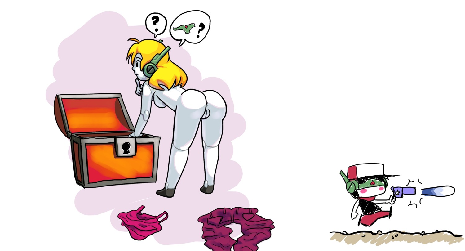 ass cave_story curly_brace female firearm grey_skin gynoid humanoid machine male noill quote_(cave_story) robot robot_joints rule34 tagme weapon what