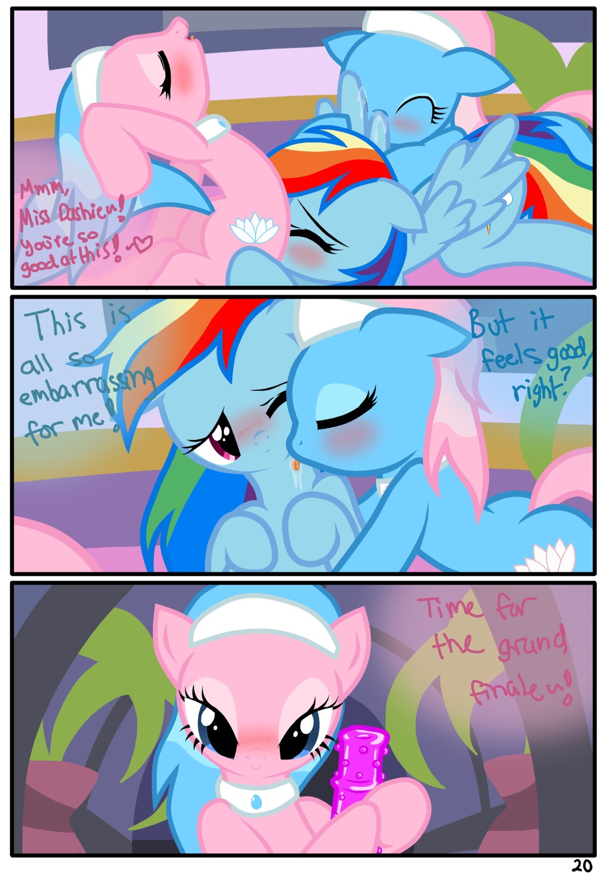 absurd_res aloe_(mlp) blue_body blue_feathers blue_fur blush bodily_fluids comic cunnilingus cutie_mark dialogue dildo e621 earth_pony english_text equid equine eyes_closed feathered_wings feathers female female/female feral friendship_is_magic fur group group_sex hair hasbro hi_res horse indirect_incest_(lore) licking lotus_(mlp) mammal multicolored_hair my_little_pony mythological_creature mythological_equine mythology oral pegasus pony pyruvate rainbow_dash_(mlp) rainbow_hair saliva sex sex_toy sibling_(lore) spa tail text threesome tongue tongue_out trio twins_(lore) vaginal wings