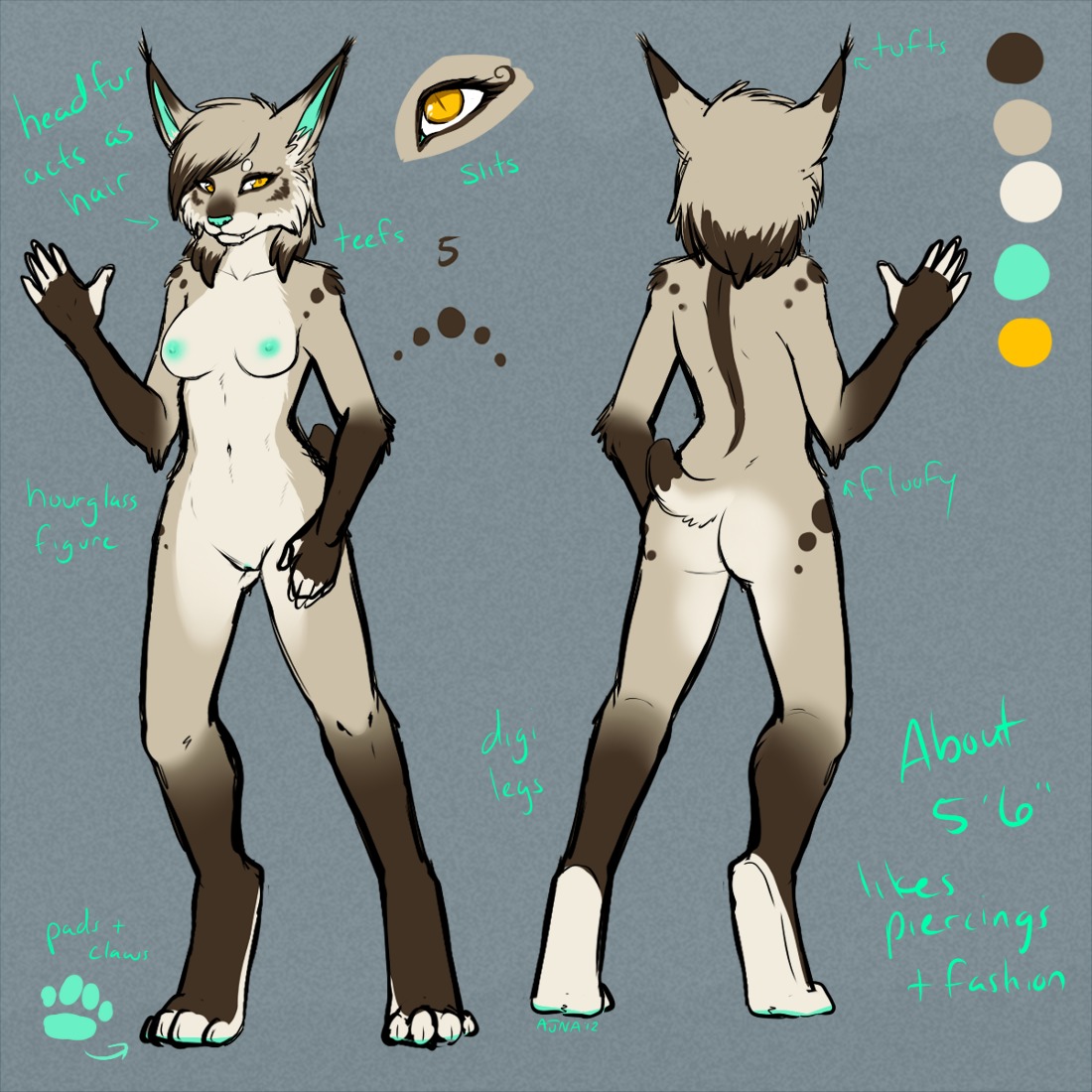 1:1 2012 ajna anthro azalea_(ajna) breasts casual_nudity digital_media_(artwork) digitigrade e621 english_text fangs felid feline female genitals looking_at_viewer lynx mammal nipples nude solo teeth text vulva yellow_eyes