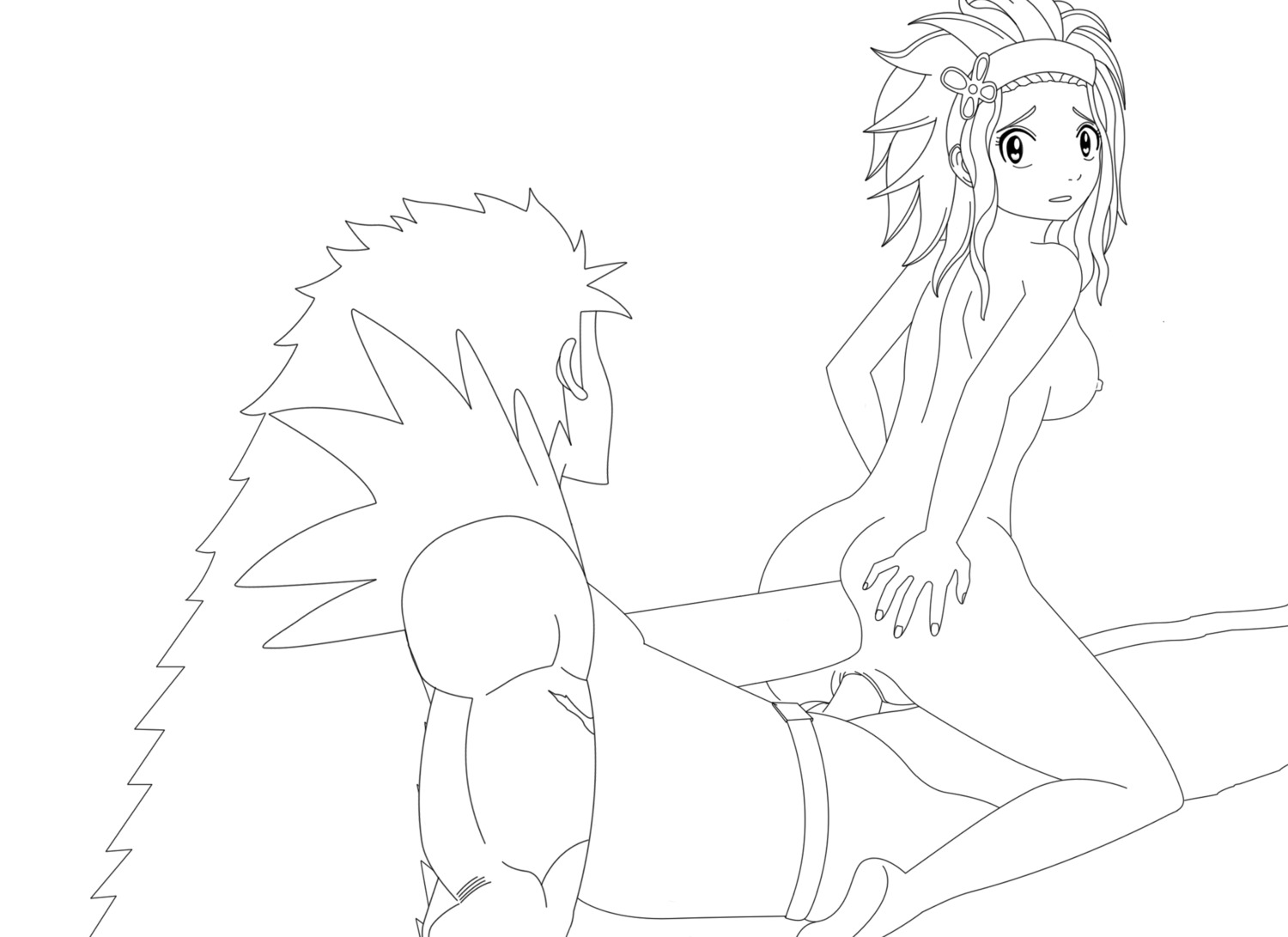 fairy_tail female gajeel_redfox levy_mcgarden monochrome rule34 tagme