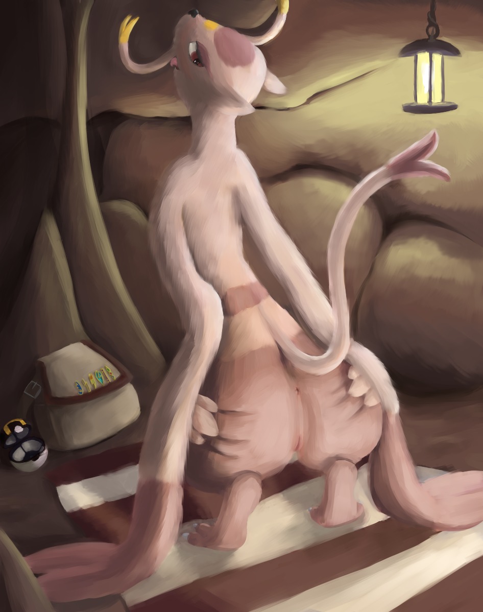 anus ass back_view color female female_only feral fur mienshao nude poke_ball pokemon pussy rule34 solo squatting tagme ultra_ball vulva