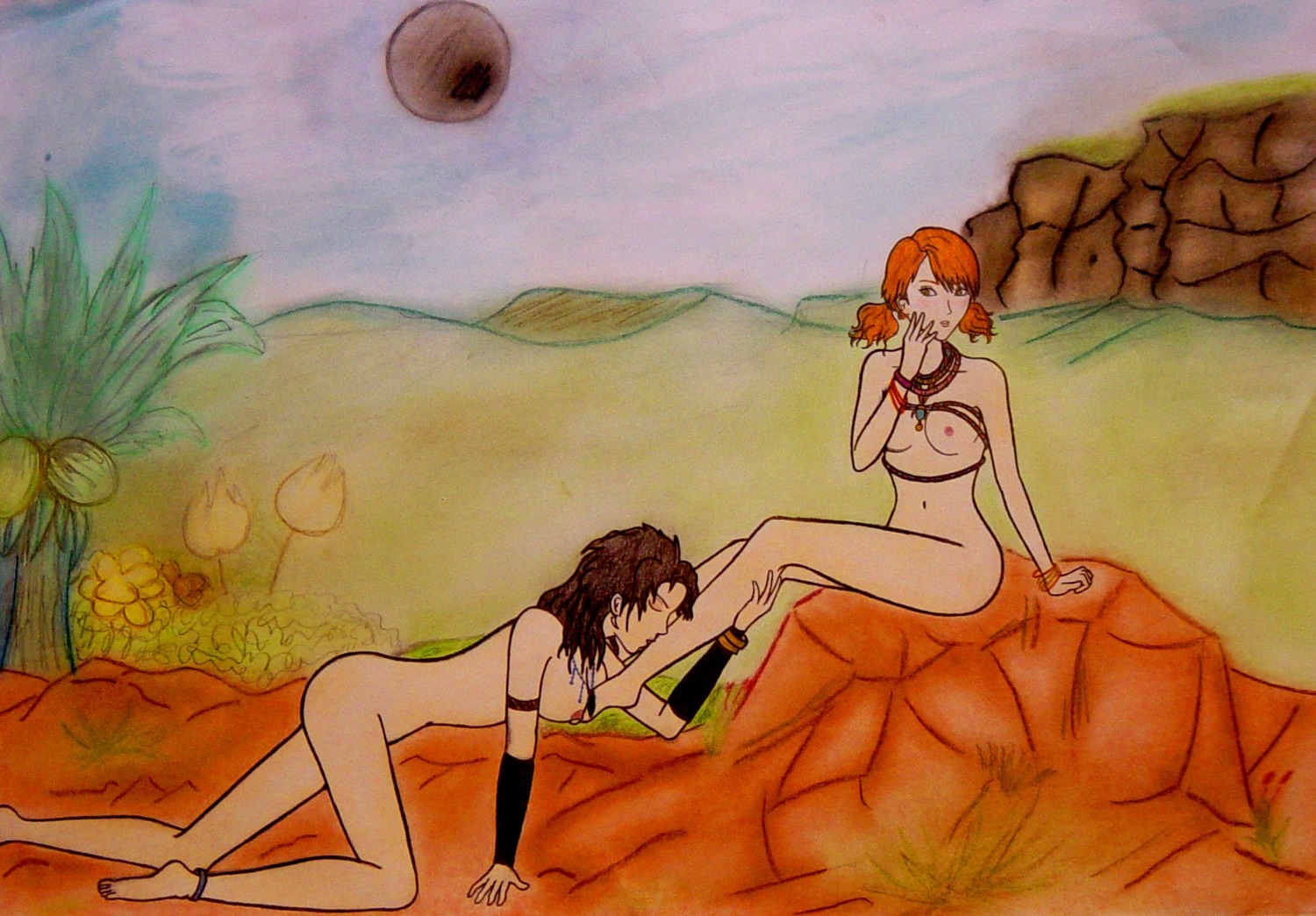 ankle feet female final_fantasy final_fantasy_xiii kissing multiple_females multiple_girls oerba_dia_vanille oerba_yun_fang_(ff_xiii) rule34 tagme yuri