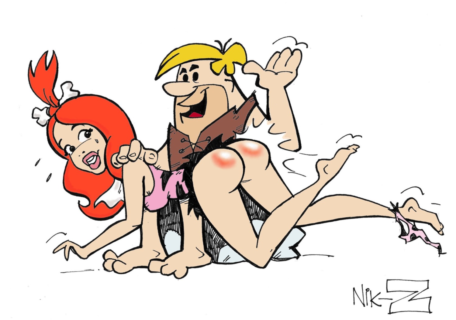 barney_rubble female hanna-barbera human male panties panties_down pebbles_flintstone red_hair rule34 spanking straight the_flintstones the_pebbles_and_bamm-bamm_show