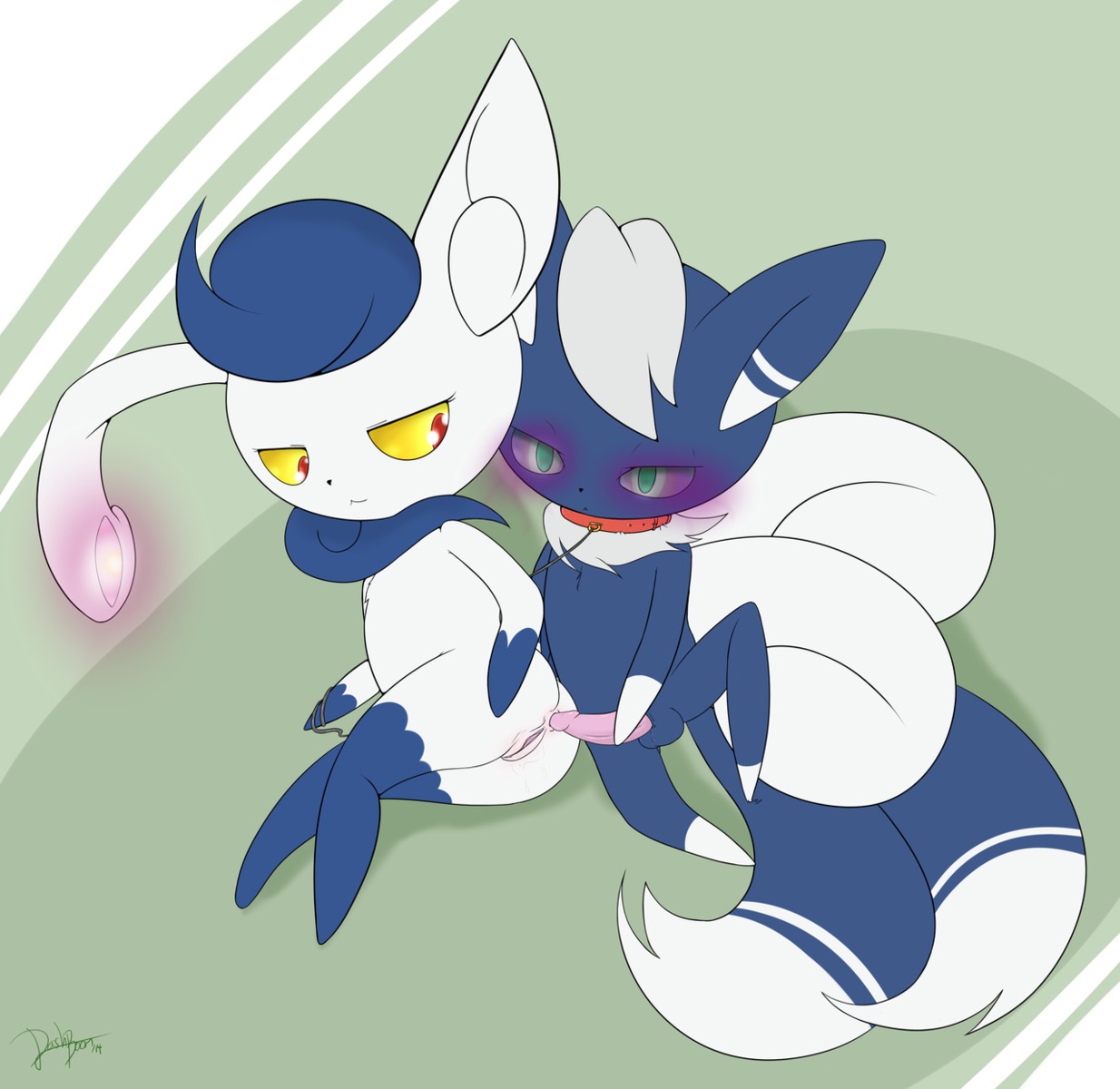 2014 2_tails anal anal_penetration anthro anthro_on_anthro anus balls blue_body blue_fur blue_hair butt collar conditional_dnp dipstick_ears dipstick_tail dominant dominant_female duo e621 ear_markings erection felid female female_penetrated fur generation_6_pokemon genitals gloves_(marking) glowing glowing_eyes hair hi_res hypnosis intraspecies leash leashed_collar leg_markings male male/female male_penetrating male_penetrating_female mammal markings meowstic meowstic_(female) meowstic_(male) michelledb mind_control multi_tail multicolored_ears nintendo nude penetration penis pokemon pokemon_(species) questionable_consent sex simple_background socks_(marking) submissive submissive_male tail tail_markings thigh_highs_(marking) vulva white_body white_fur white_hair white_tail_tip