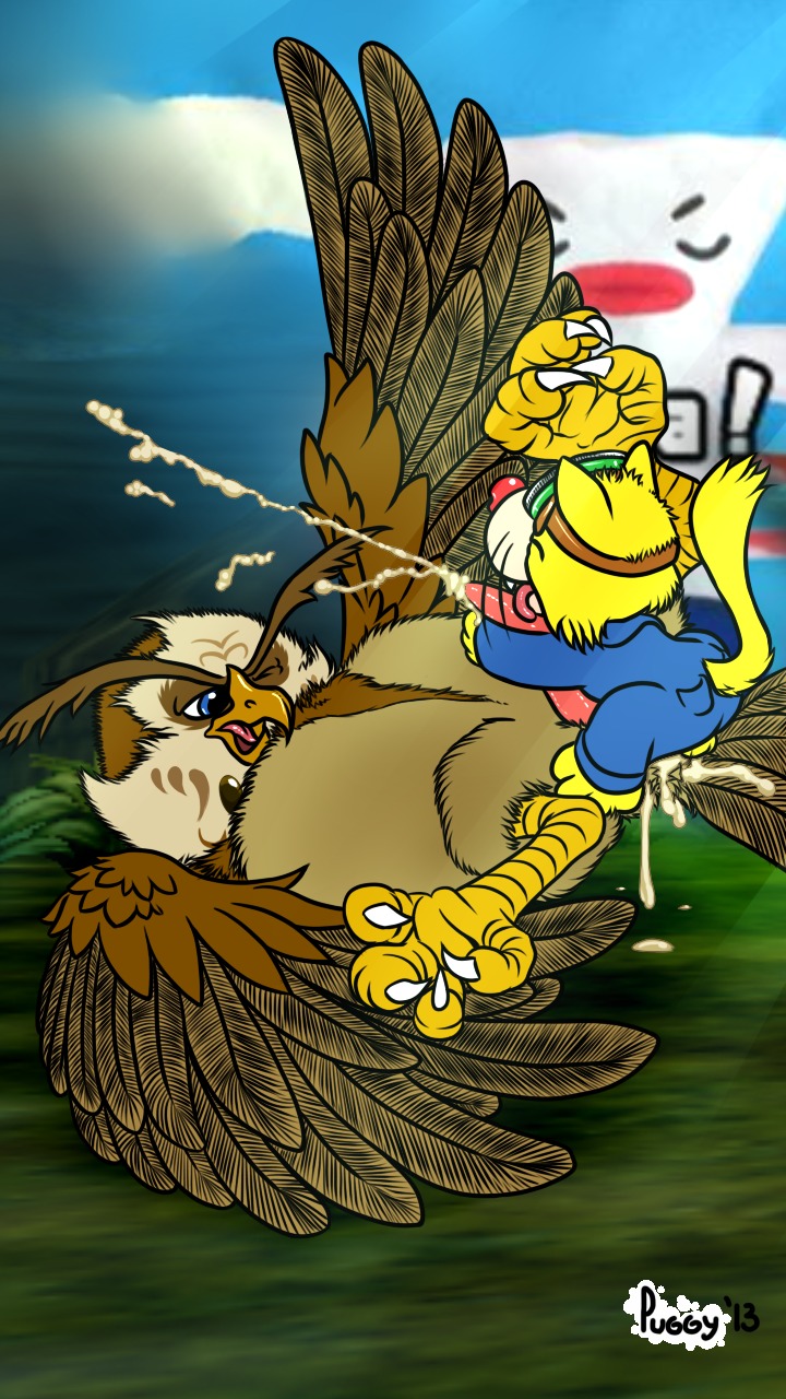 2013 3_fingers 4_toes 9:16 adult_(lore) anal anal_penetration anisodactyl anthro anthro_on_feral anthro_penetrating anthro_penetrating_feral avian avian_butt avian_feet barefoot beak bestiality bird blue_eyes bodily_fluids brown_body brown_feathers brown_fur claws cloud coveralls crossover cum cum_in_ass cum_inside cum_while_penetrated cumshot domestic_cat duo e621 ejaculation english_text erection exclamation_point eyes_closed feathers feet felid feline felis feral feral_penetrated fingers fur genital_fluids genitals happy headgear hi_res interspecies kaepora_gaebora larger_male larger_penetrated larger_sub licking lying male male/male male_on_feral male_penetrated male_penetrating male_penetrating_male mammal nintendo nude on_back one_eye_closed open_mouth orgasm outside owl penetration penile penile_penetration penis penis_in_ass pink_penis puggy raised_arm raised_leg red_nose sex sharp_teeth size_difference sky smaller_male smile spitz_(warioware) submissive tan_body tan_fur teeth text the_legend_of_zelda toe_claws toes tongue tongue_out warioware whiskers yellow_body yellow_fur young young_anthro young_male