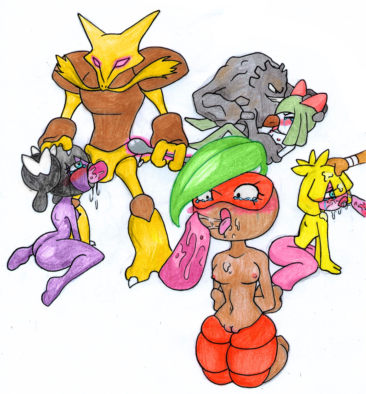 4boys 4girls alakazam artist_request ass blush breasts fellatio female gothorita graveler haunter hitmontop kirlia male nintendo nipples nuzleaf penis pokemon pokemon_(species) pokemon_bw pokemon_gsc pokemon_rgby pokemon_rse pussy rape rule34 shiny_pokemon smoochum source_request tongue tongue_out year_request