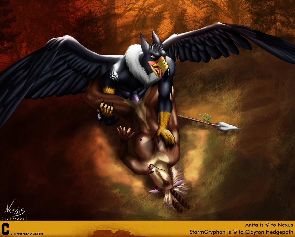 2010 antelope anthro avian beak bovid breast_grab breasts brown_theme detailed_background duo e621 erection feathered_wings feathers female female_penetrated forest from_front_position genitals grass grazing_antelope grope gryphon hand_on_breast horn hunter interspecies lying male male/female male_penetrating male_penetrating_female mammal melee_weapon missionary_position mythological_avian mythological_creature mythology nexus nude on_back outside penetration penile penile_penetration penis penis_in_vagina plant polearm sable_antelope sex spear spread_legs spreading stormgryphon tree vaginal vaginal_penetration weapon wings wood