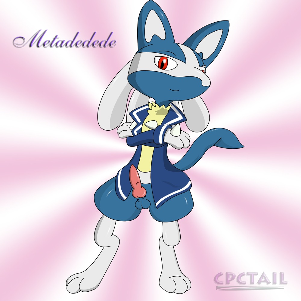 clothes color crossed_arms erection feral front_view fur lucario male male_only penis pokemon pokemon_(species) rule34 solo standing tagme