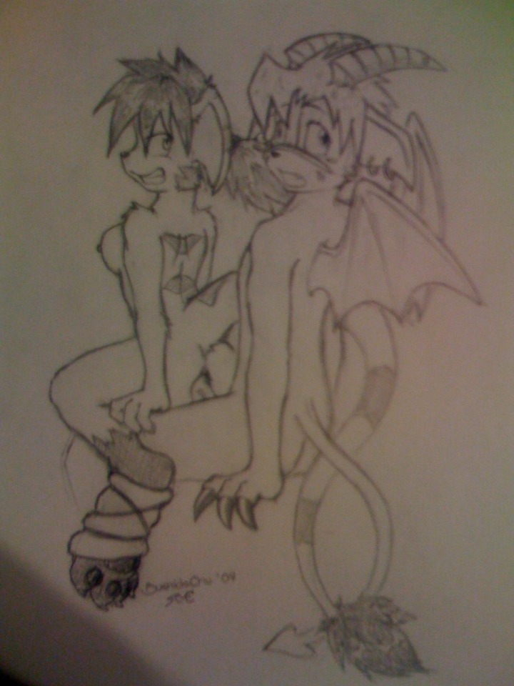 3:4 anthro breasts buwaro_elexion demon duo e621 female greyscale interspecies jakkai looking_at_viewer looking_back male male/female membrane_(anatomy) membranous_wings monochrome nipples nude packmind rhea_snaketail sex signature sketch slightly_damned tail tail_tuft tuft wings